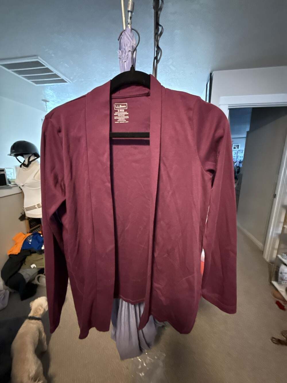 L.L.Bean Women's Supima Cotton Open Front Cardigan Burgundy Size S-Reg